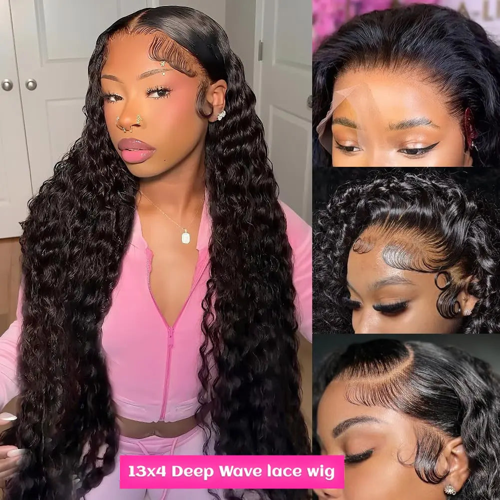 Bling Hair 13x4 Lace Front Human Hair Wig - Deep Wave