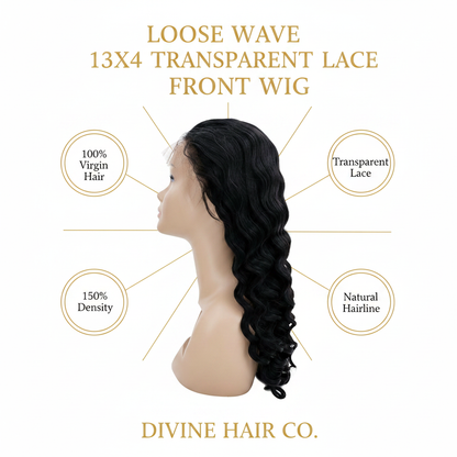 Loose Wave 13x4 Transparent Lace Front Wig - Infographic