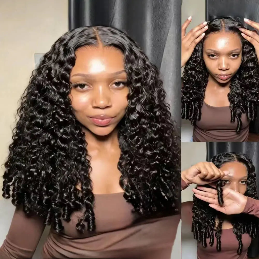 Bling Hair 22 24Inch Glueless 5x5 Burmese Curly Lace Wig Wear&GO Lace Closure Wig Burmese Curly Wig For Women Ready To W
