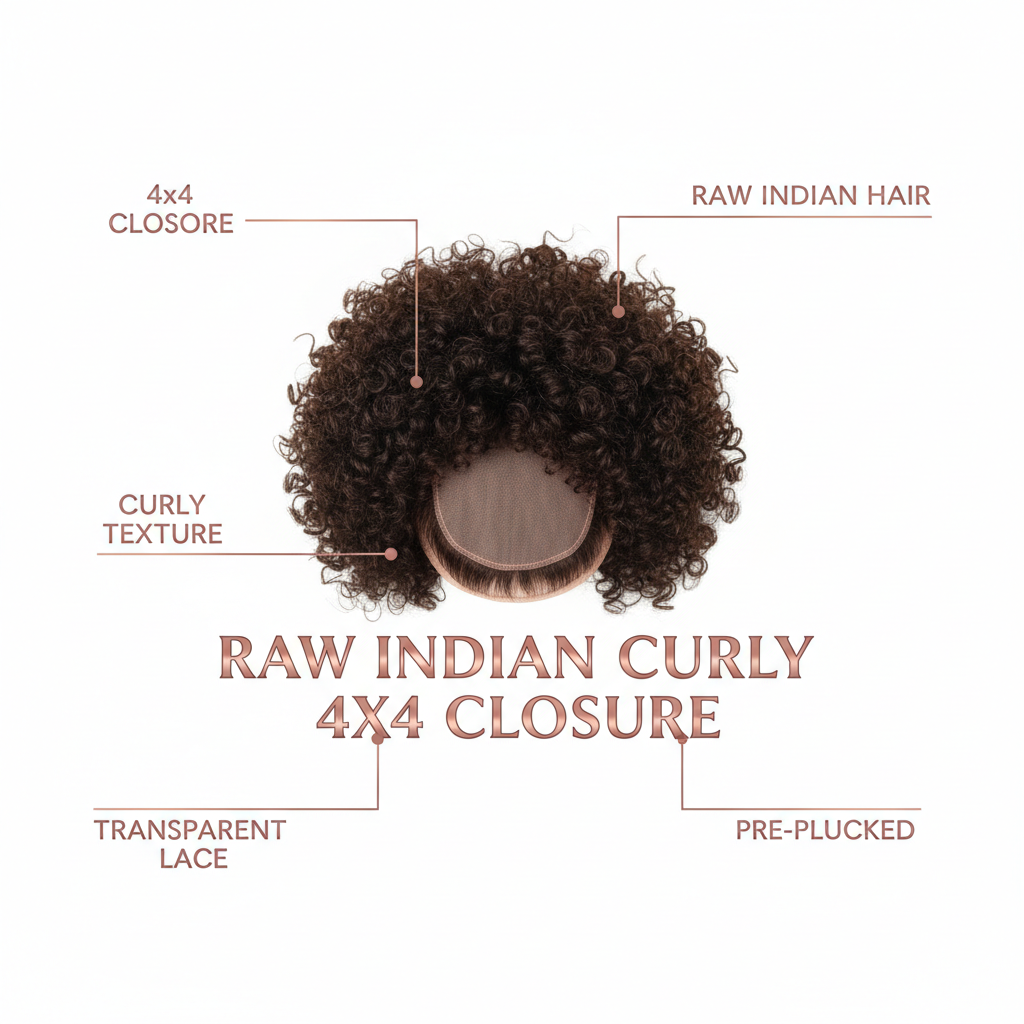 Raw Indian Curly 4x4 Transparent Closure - Info