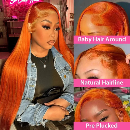Bling Hair Ginger Orange Lace Front Wig - 180% Density
