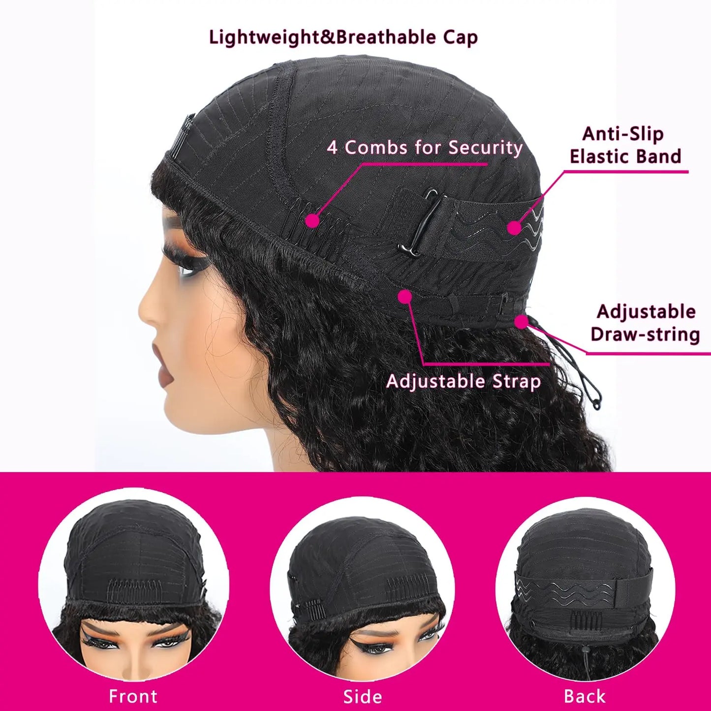 Bling Hair Burmese Curly Wig Human Hair 3IN 1 Seamless Flip Over Glueless Wear and Go Jerrry Curly Half Wig Human Hair F