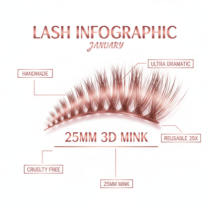 January 3D Mink Lashes 25mm - Info