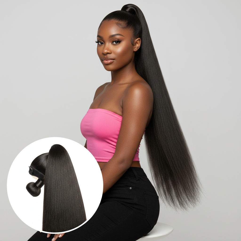 Natural Black Ponytail - Model