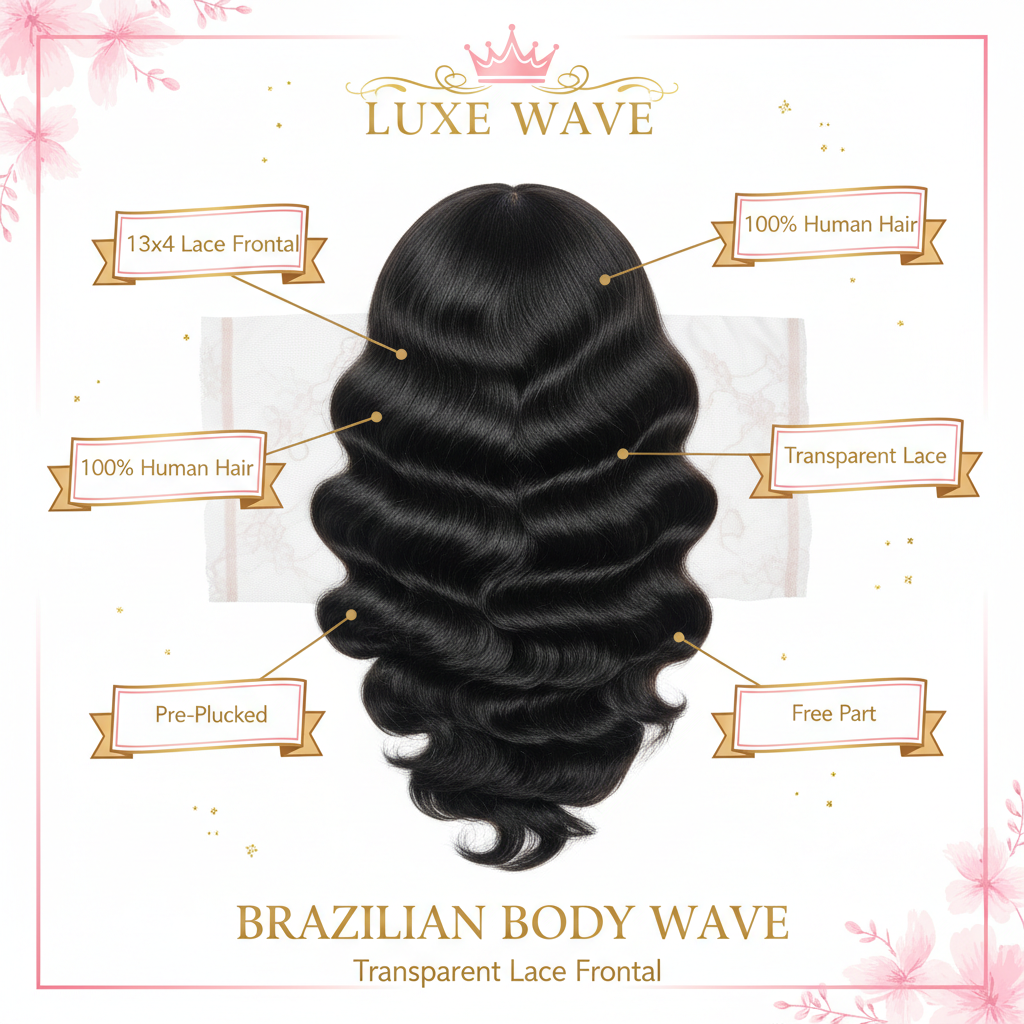 Brazilian Body Wave Frontal 13x4 Transparent Lace - Infographic