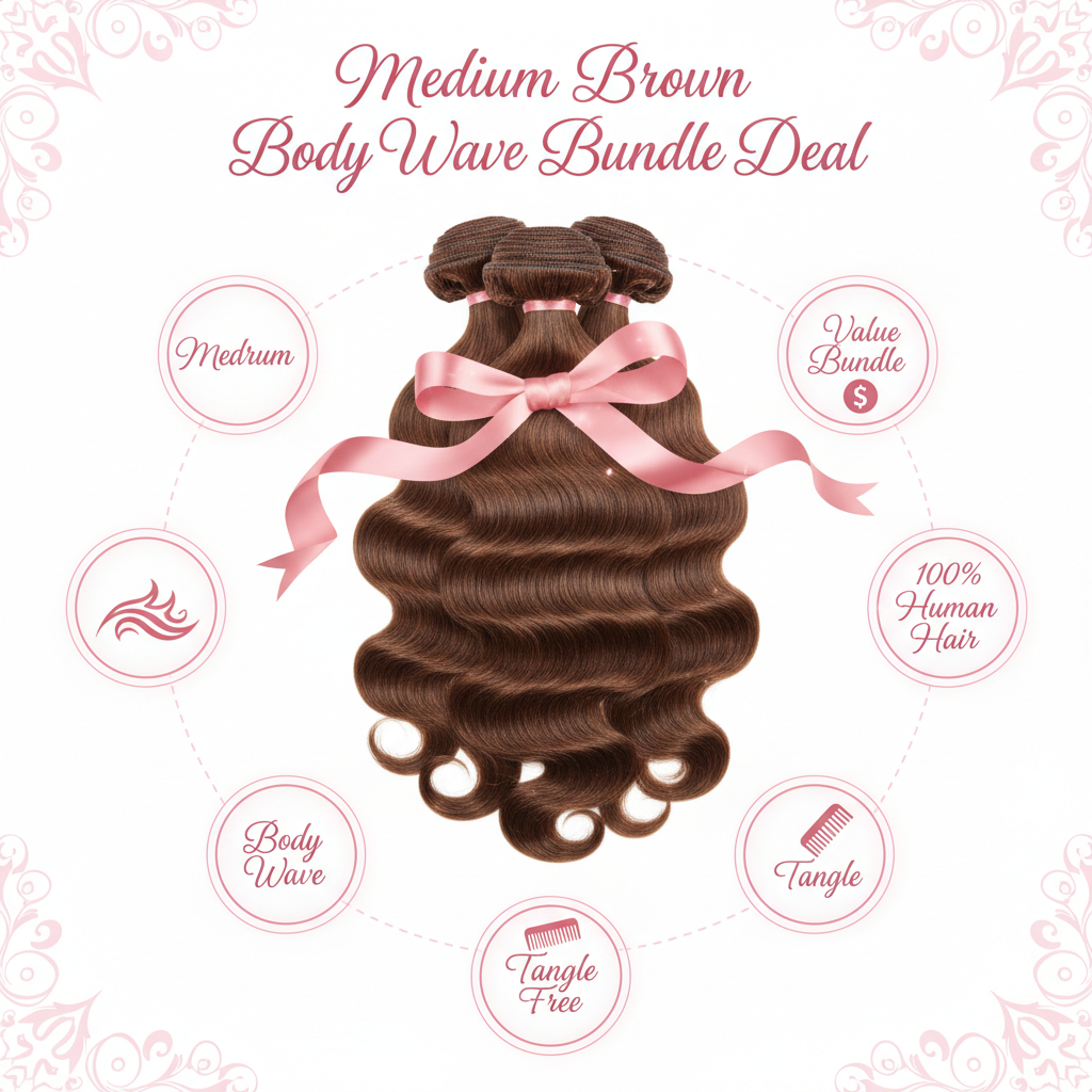 Medium Brown Body Wave Bundle Deal - Info