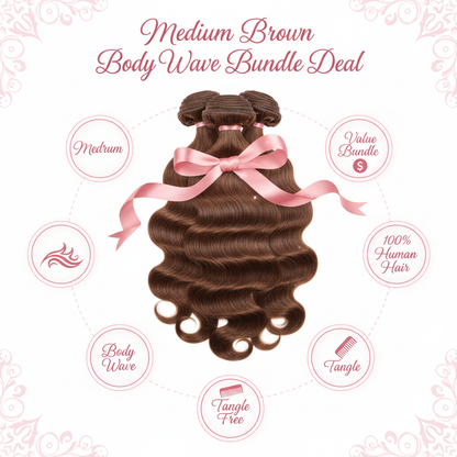 Medium Brown Body Wave Bundle Deal - Info