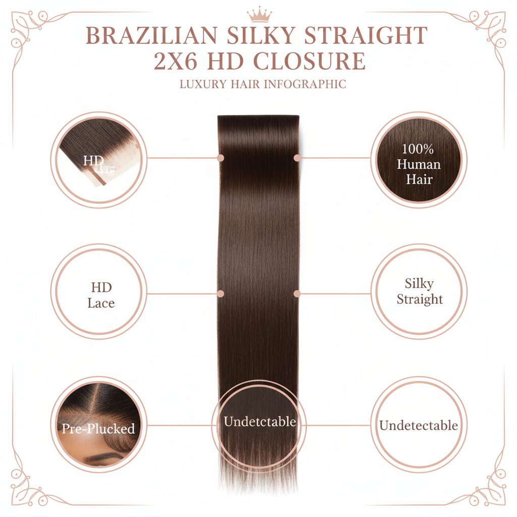 Brazilian Silky Straight 2x6 HD Closure - Info