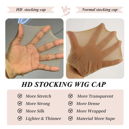 Bling Hair 2pcs HD Wig Caps High Quality Transparent HD Hair Nets Weave Nylon Stretchy Lace Front Wig Cap  Light Brown