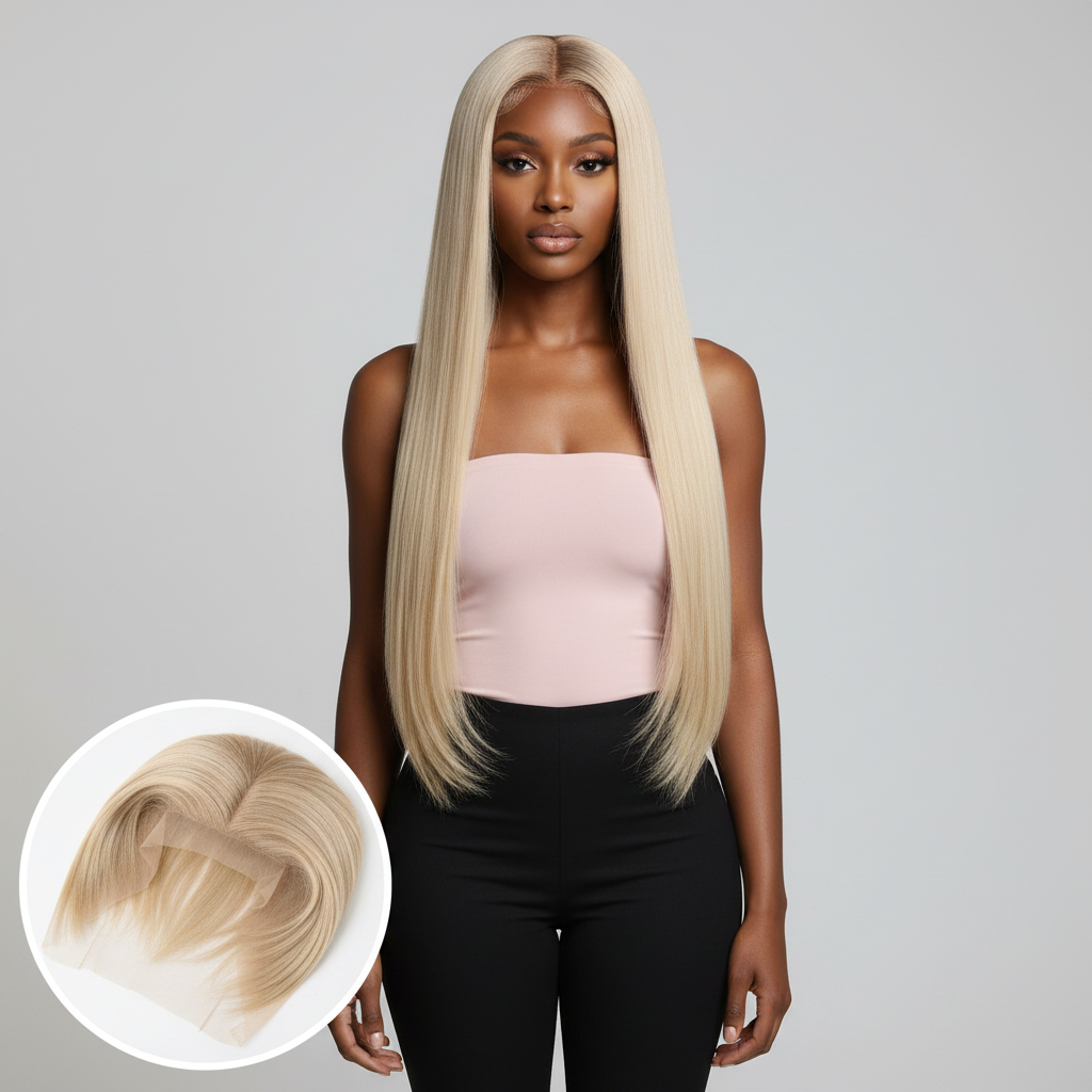 Russian Blonde Straight Lace Frontal - Model