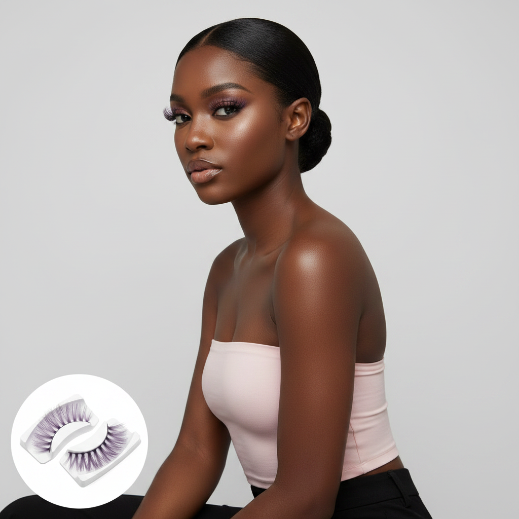 Lavender Faux 3D Volume Lashes - Model