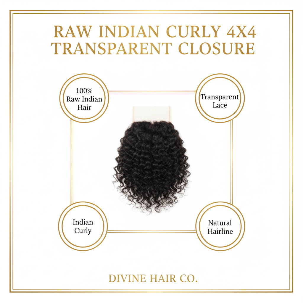 Raw Indian Curly 4x4 Transparent Closure - Infographic