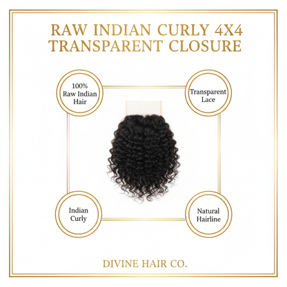 Raw Indian Curly 4x4 Transparent Closure - Infographic