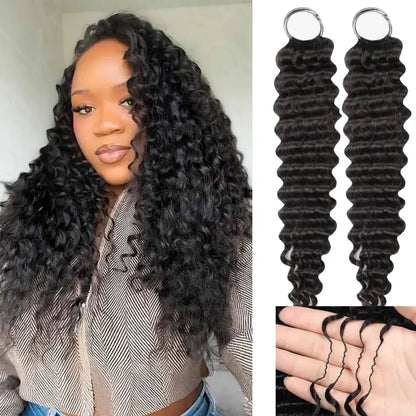 Bling Hair Deep Wave Miracle Knots Invisible Knotless Crochet Hair Extensions Deep Wave Crochet Hair 14“~22" Feather Cro