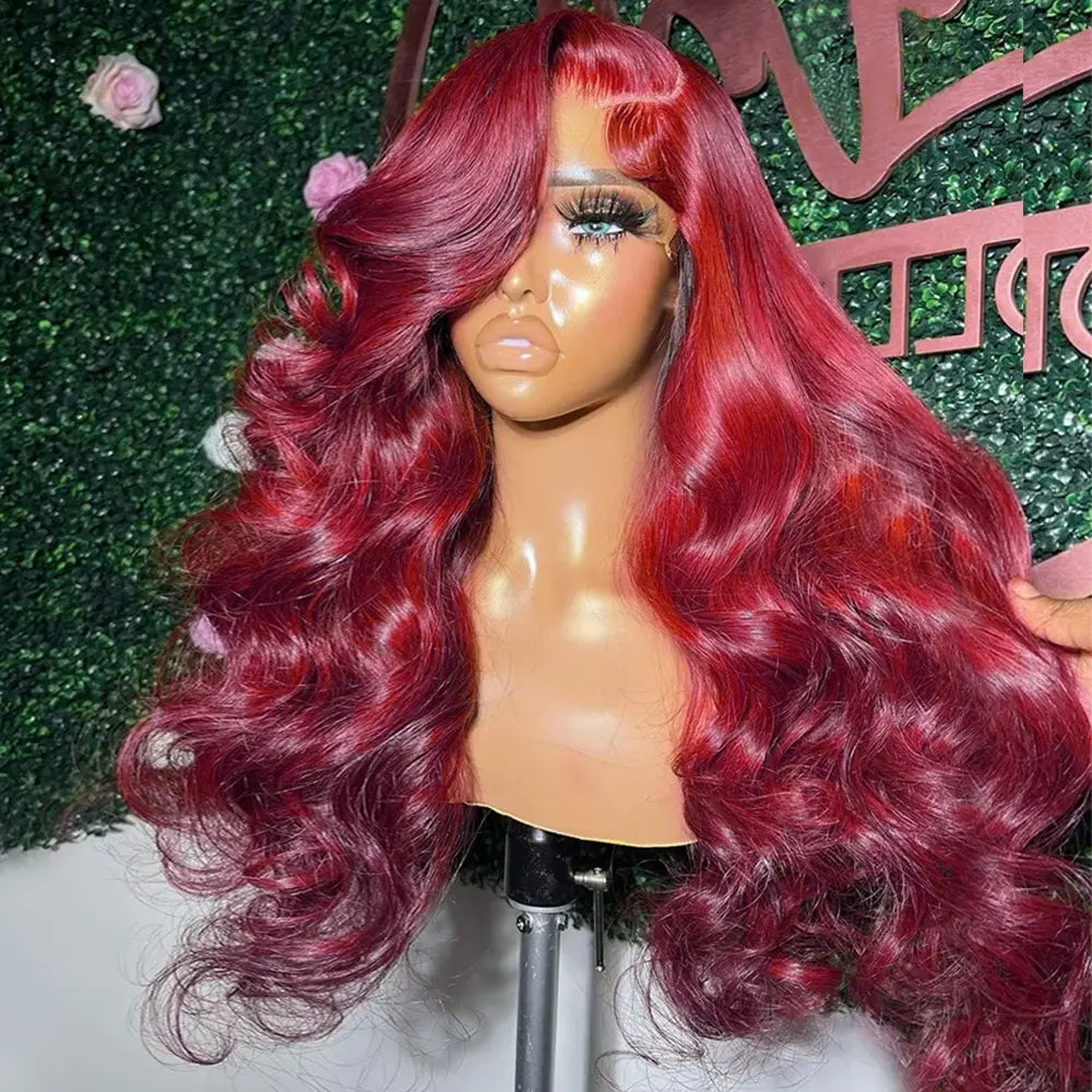 Bling Hair 99J Burgundy Lace Front Wig - Body Wave