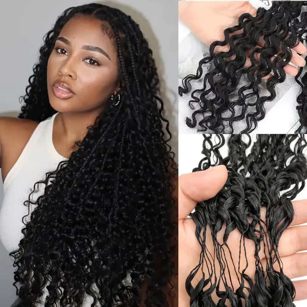 Bling Hair Knotless Kinky Curly Feather Crochet Hair Braid Human Hair Extensions Invisible Pre-Separated Pixie Curls Cro