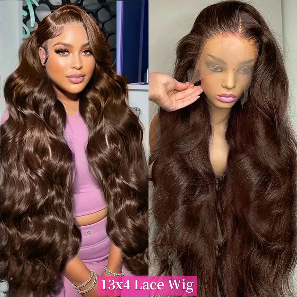 Bling Hair Chocolate Brown Deep Curly 13x4 Lace Front Wig Human Hair Brazilian Deep Wave Wig 13x6 HD Lace Frontal Wig Fo