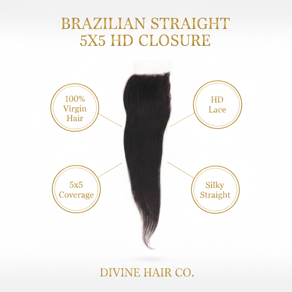 Brazilian Straight 5x5 HD Closure - Infographic