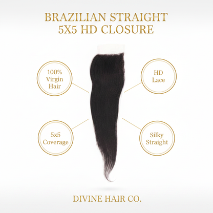 Brazilian Straight 5x5 HD Closure - Infographic
