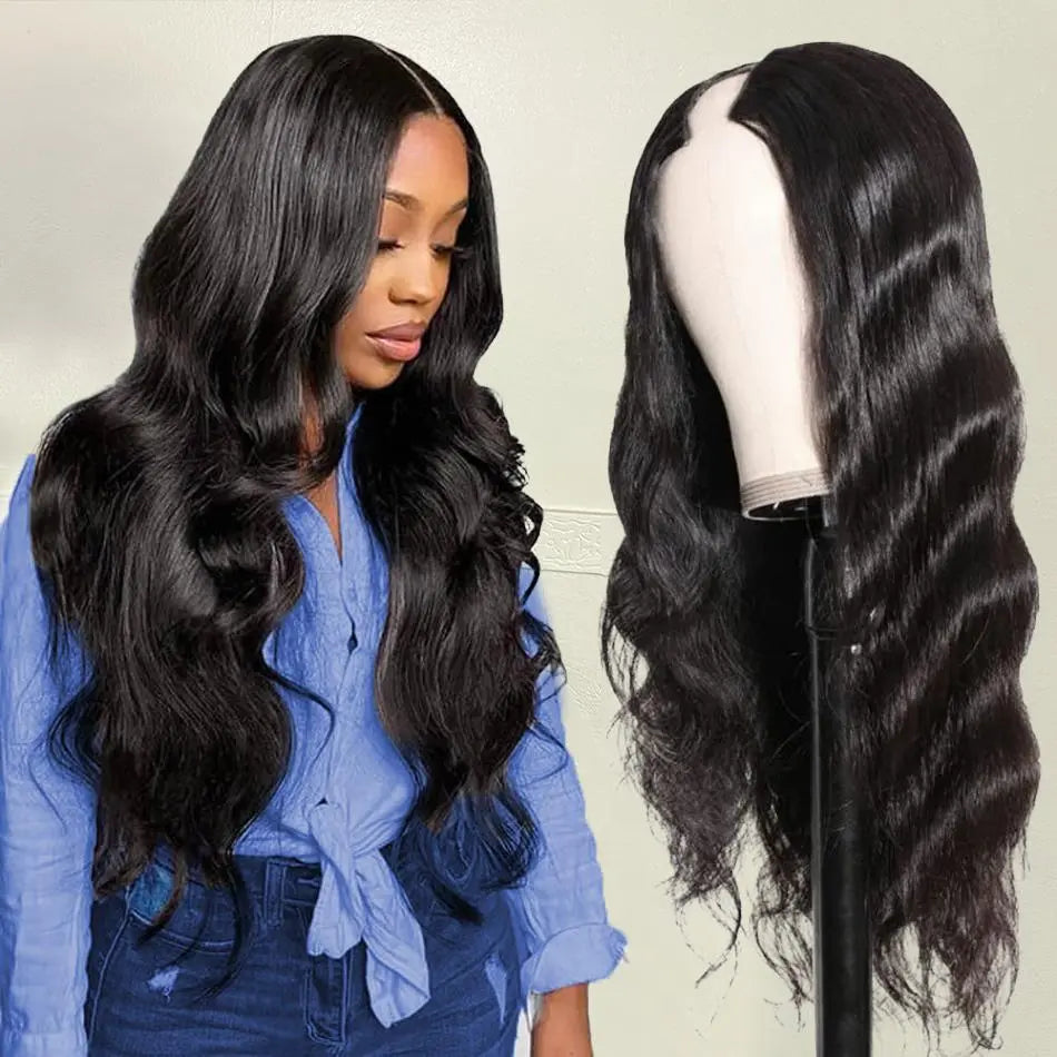 Bling Hair V Part Wigs Human Hair Body Wave Glueless Human Hair Wig V Shape Machine Made Wigs Hd Lace For Women Full Hea