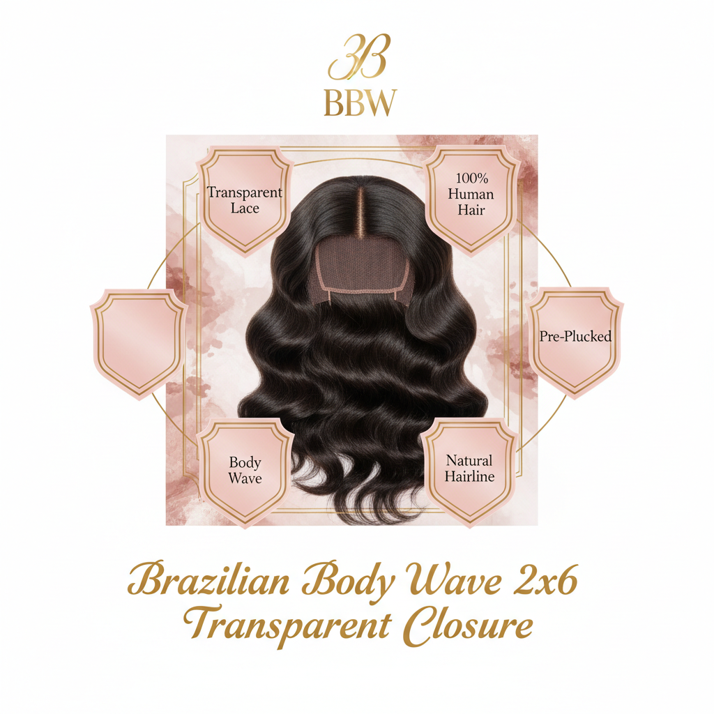 Brazilian Body Wave 2x6 Transparent Closure - Infographic