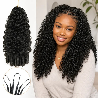 Bling Hair Burmese Curly Feather Crochet Human Hair Deep Tight Curly Invisible Knots Pre Separated Knotless Crochet Huma