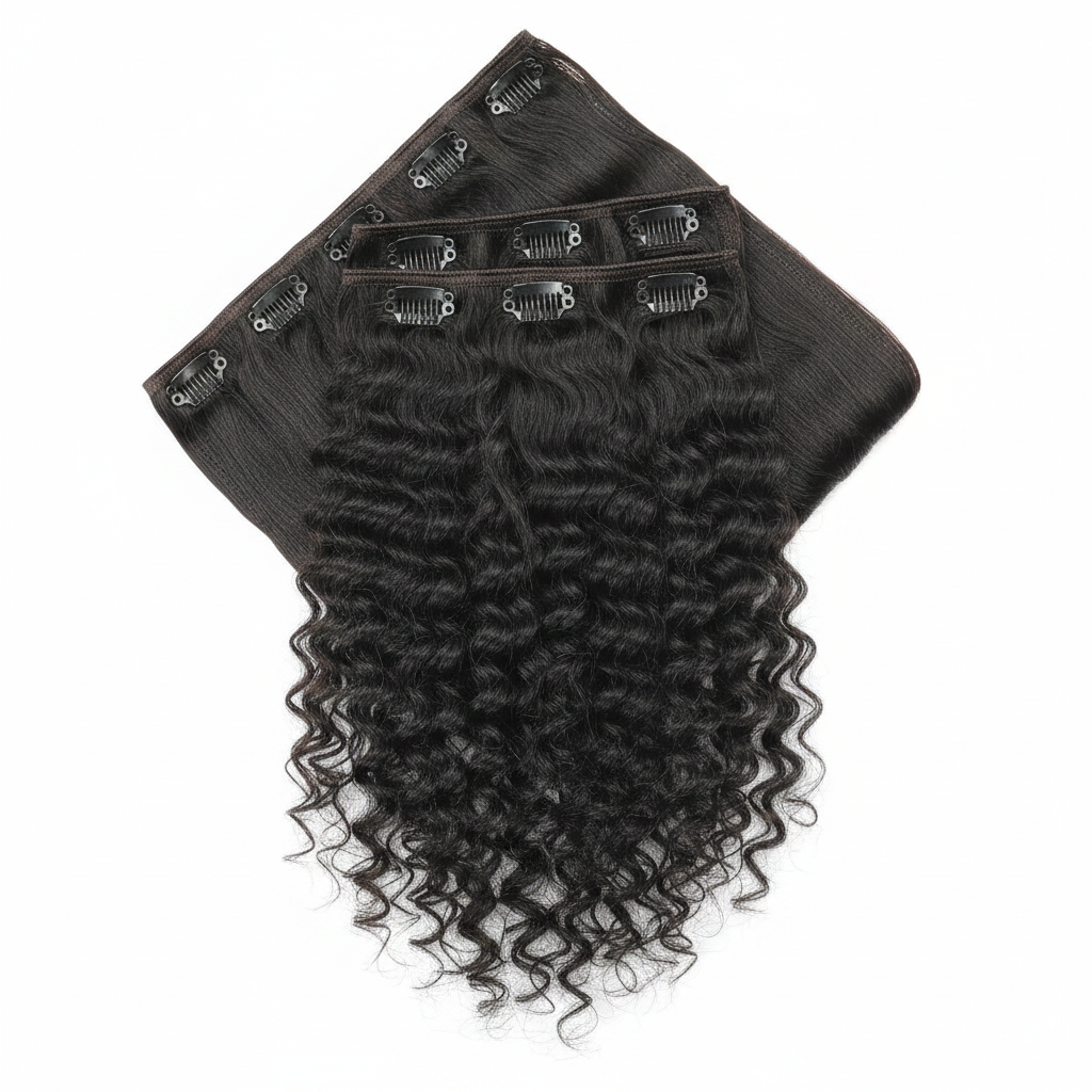 Indian Curly Natural Black Clip-In Extensions - Main
