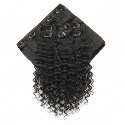 Indian Curly Natural Black Clip-In Extensions - Main