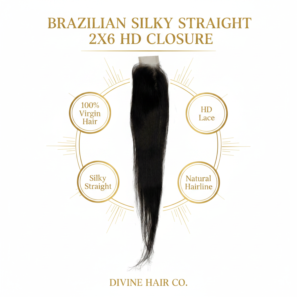 Brazilian Silky Straight 2x6 HD Closure - Infographic