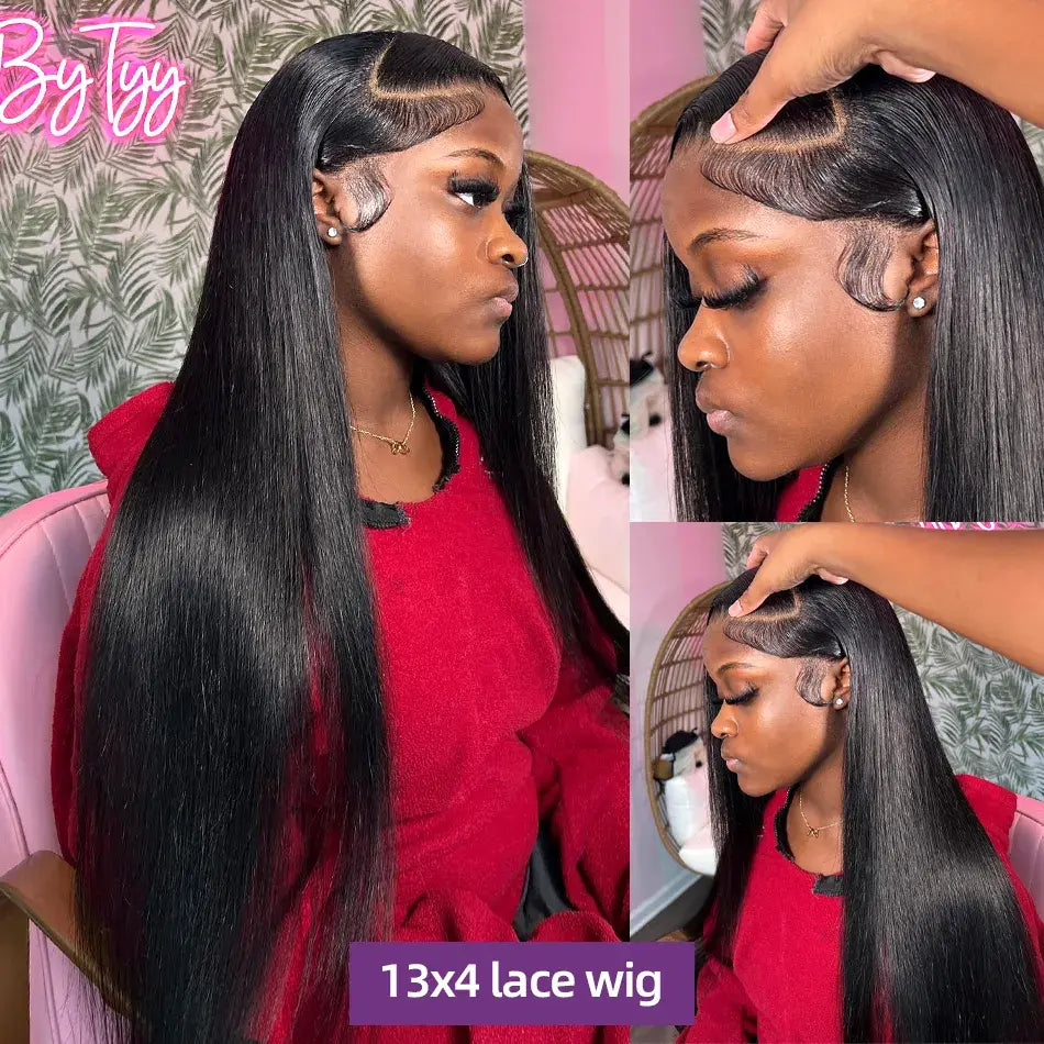 Bling Hair Smooth Straight 13x4 HD Transparent Lace Frontal Wig Brazilian 13x6 Lace Frontal Human Hair Wig For Women Pre
