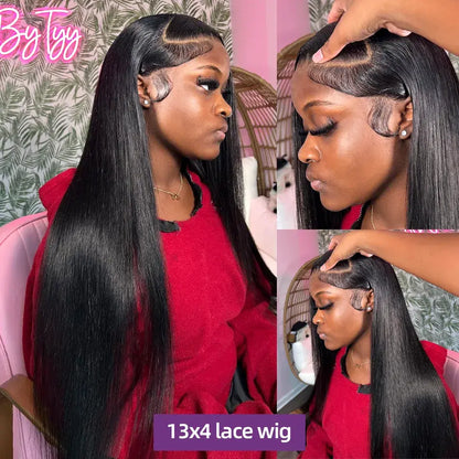 Bling Hair Smooth Straight 13x4 HD Transparent Lace Frontal Wig Brazilian 13x6 Lace Frontal Human Hair Wig For Women Pre