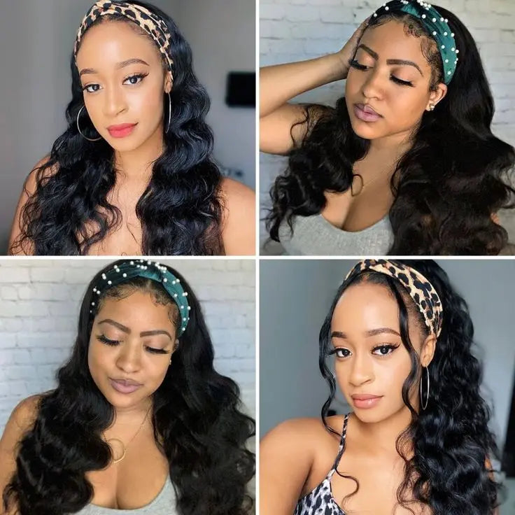 Bling Hair 180Density Body Wave Headband Human Hair Wig Machine Made Human Hair Wig Easy To Wear Body Wave Remy Human Ha