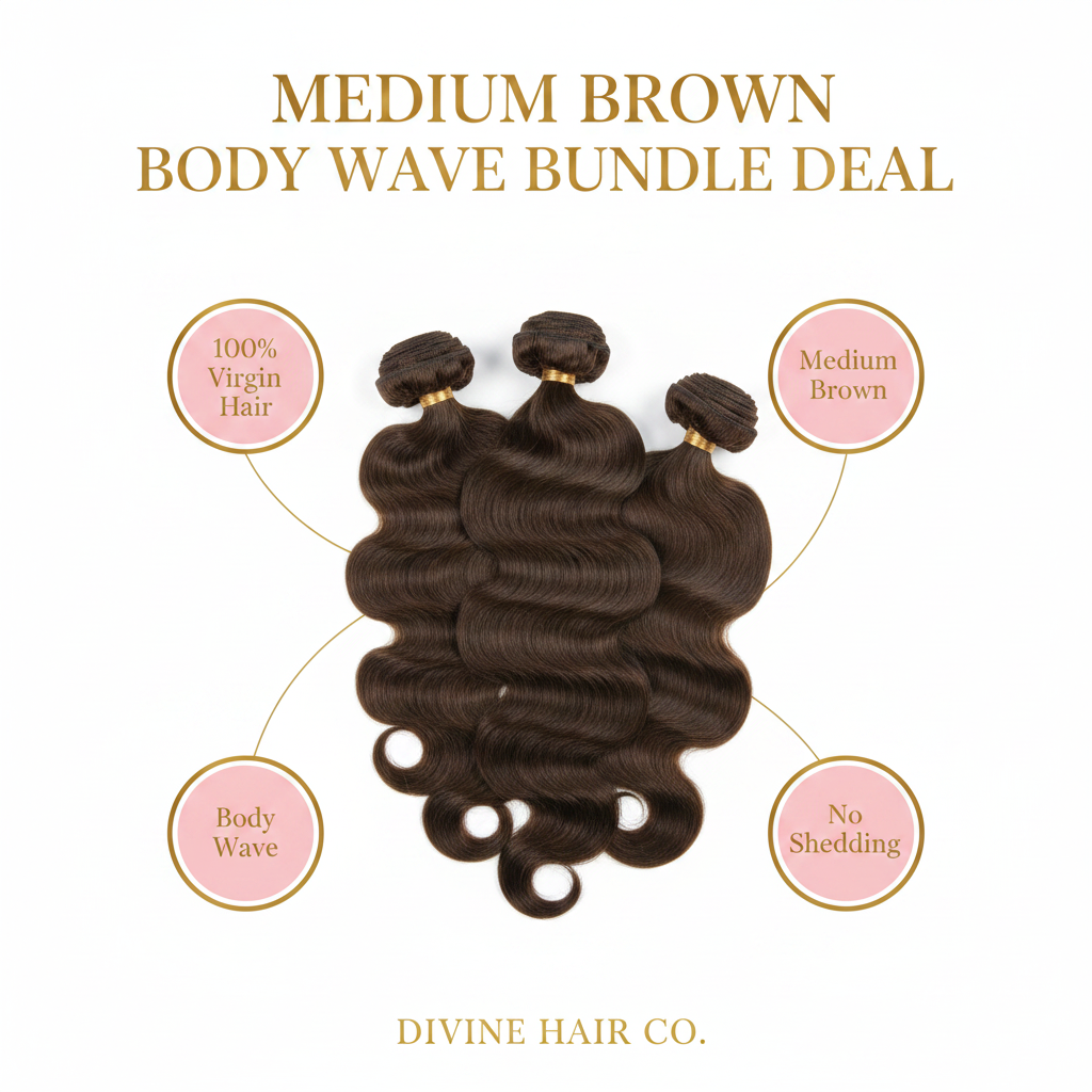 Medium Brown Body Wave Bundle Deal - Infographic