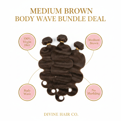 Medium Brown Body Wave Bundle Deal - Infographic