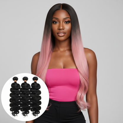 Jet Black Body Wave Bundle Deals - Model