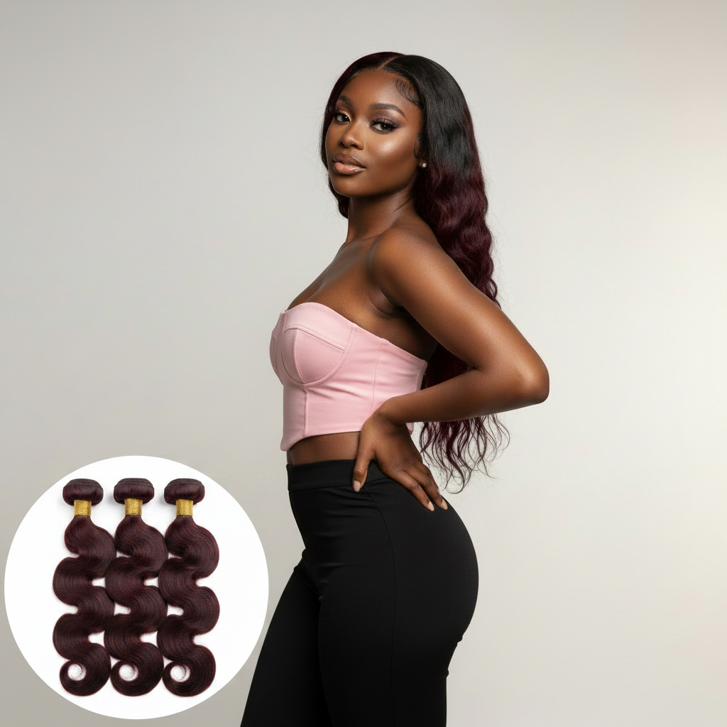 Burgundy Body Wave Bundles - Model