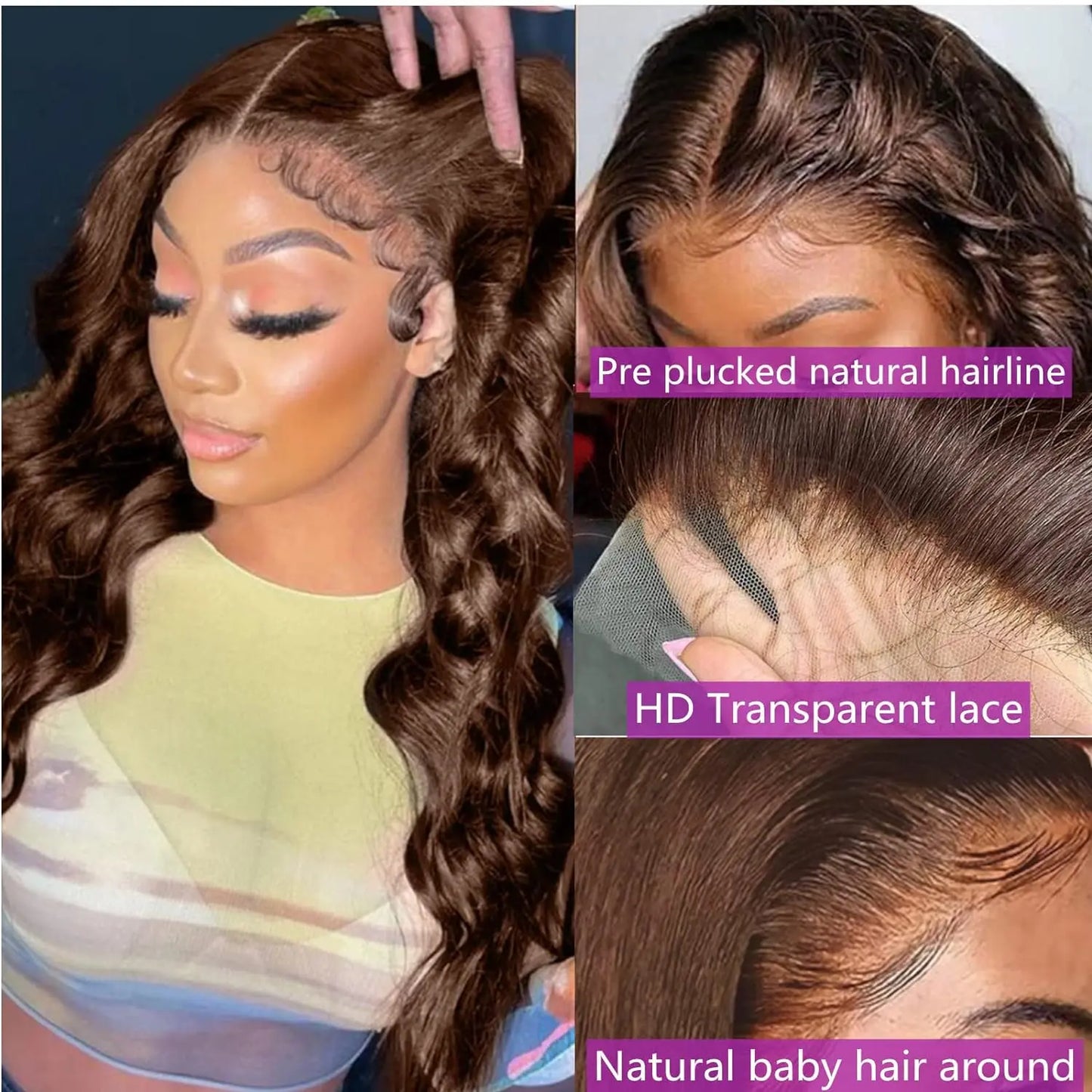 Body Wave Chocolate Brown Lace Front Wig for Women