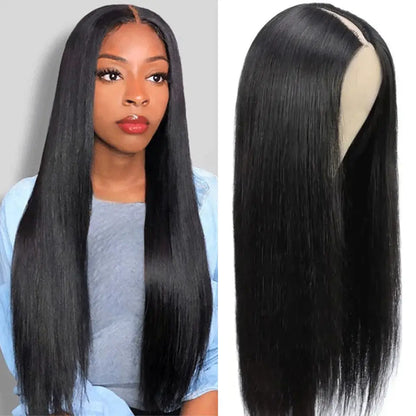 Bling Hair Straight Hair V Part Wig With Elastic Drawstring Raw Remy Human Hair 180% Peruvian Straight Hair V Part Human