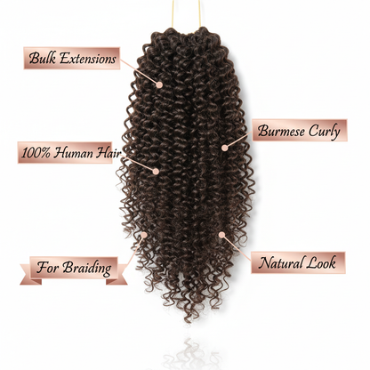 Burmese Curly Bulk Human Hair Extensions - Info