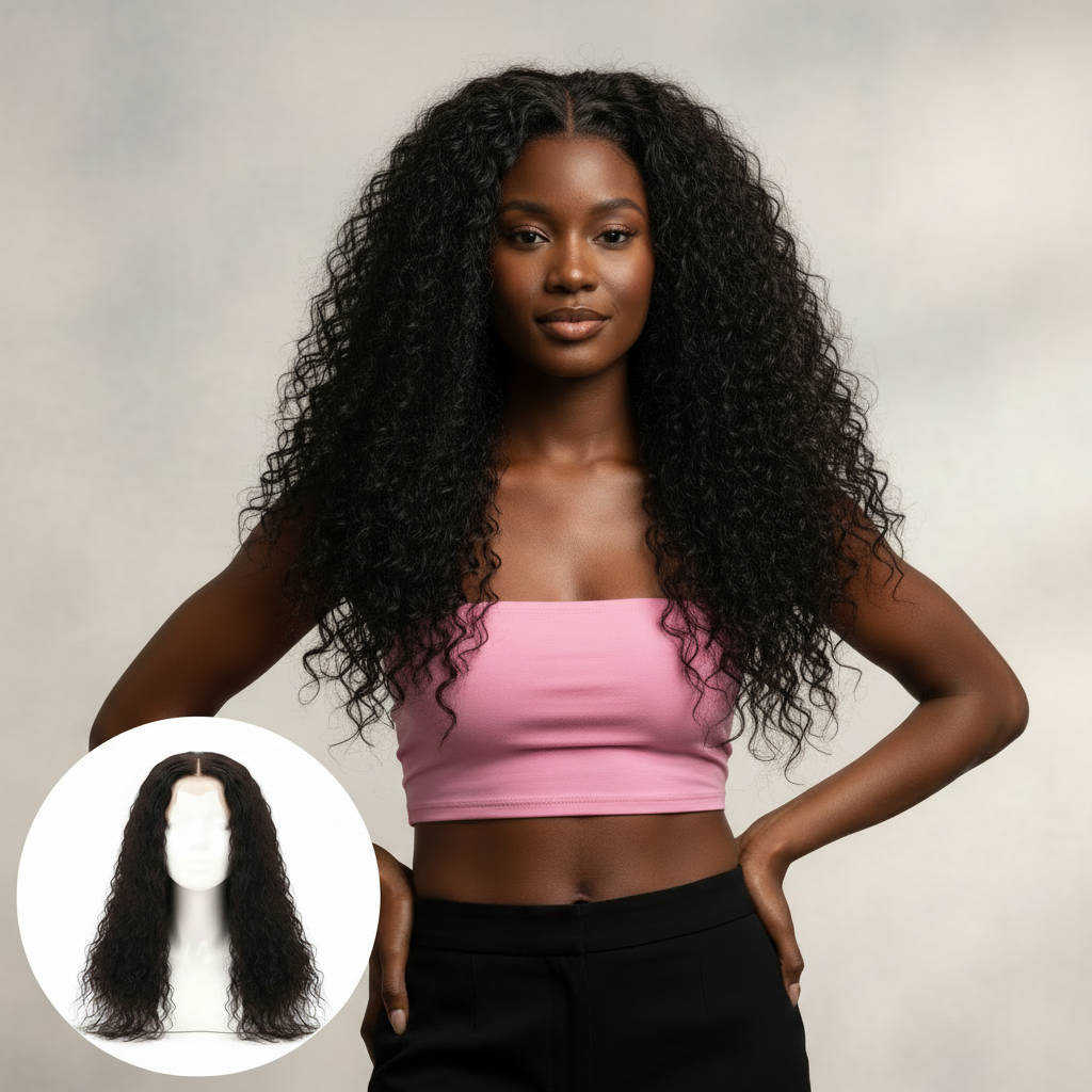 Brazilian Kinky Straight U-Part Wig - Model
