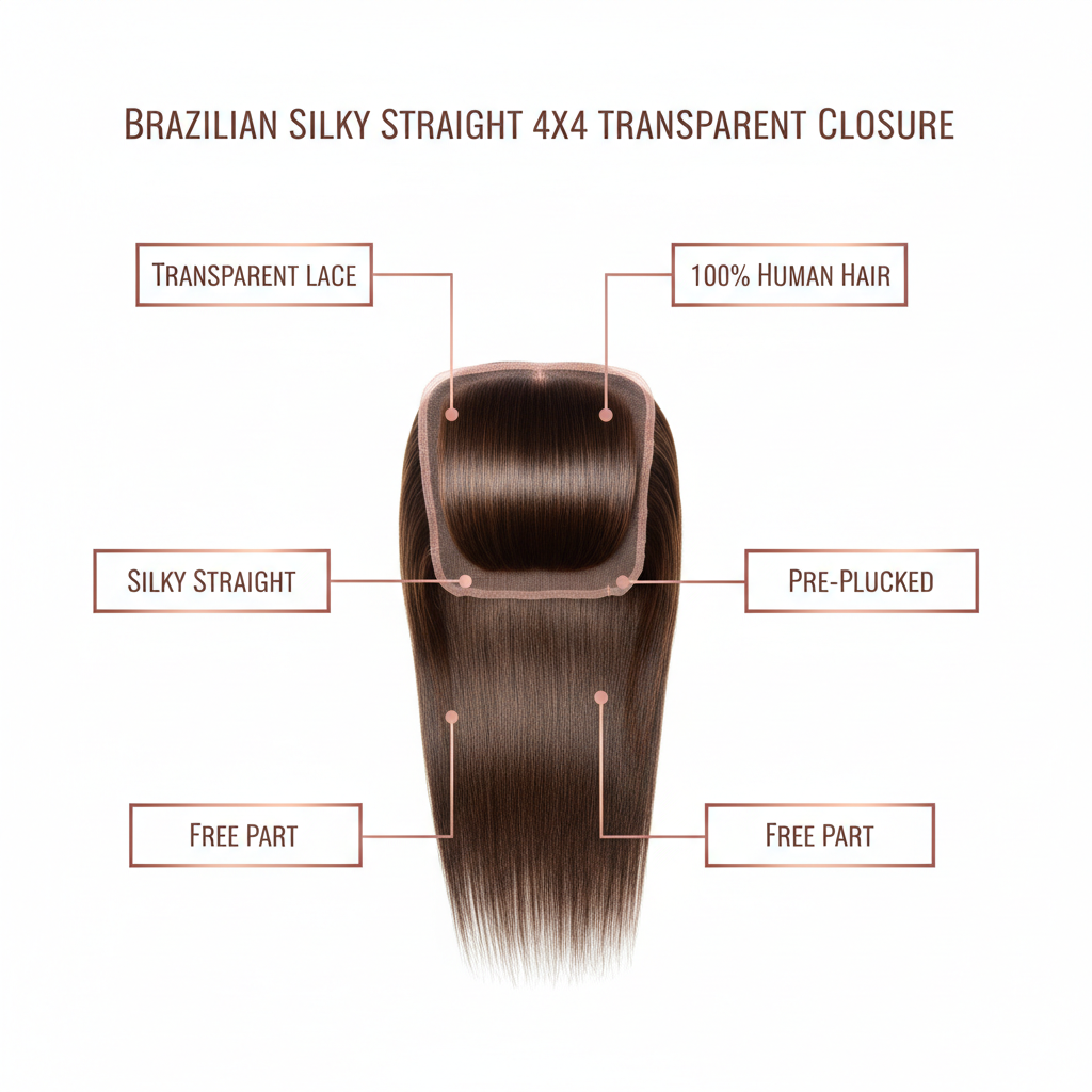 Brazilian Silky Straight 4x4 Transparent Closure - Info