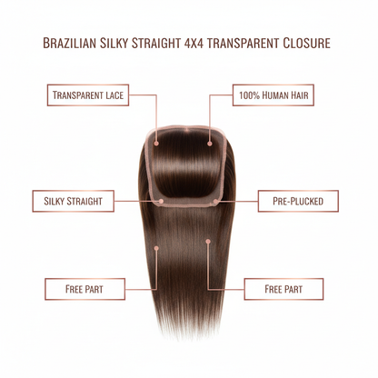 Brazilian Silky Straight 4x4 Transparent Closure - Info