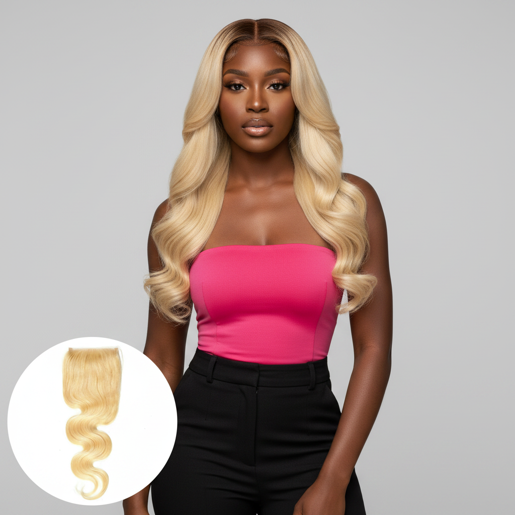 Blonde Body Wave 4x4 Transparent Closure - Model