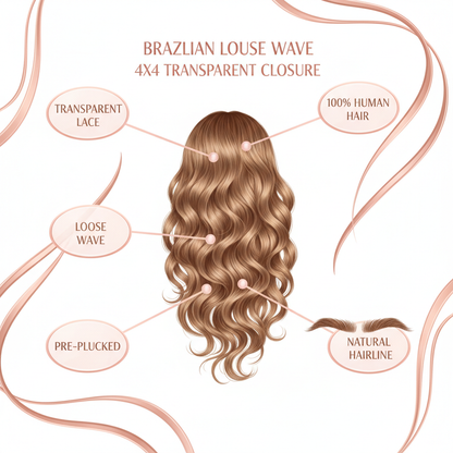 Brazilian Loose Wave 4x4 Transparent Closure - Info