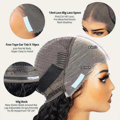 Bling Hair Glueless 13x6 Deep Wave Frontal Wig For Women Pre Plucked Pre-cut Ready To Wear 13x4 Deep Wave Lace Frontal W