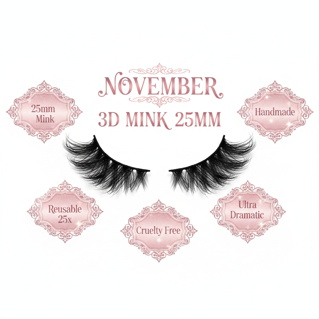 November 3D Mink Lashes 25mm - Info